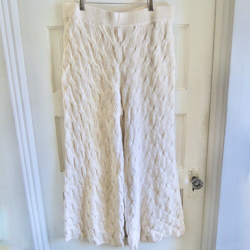 Rachel Comey Cream Cable Knit Wide Leg Palazzo Pants L - Picture 3 of 9